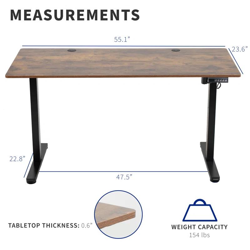 Vivo VIVO 55" x 24" Electric Sit Stand Desk, Height Adjustable Workstation (E155TB series)