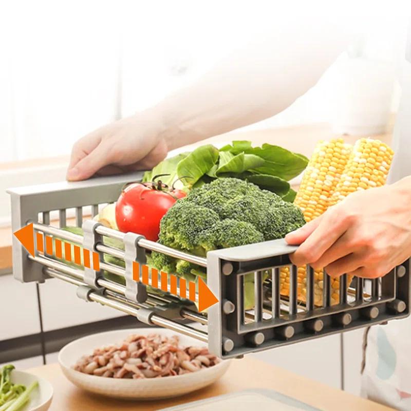 Cheer Collection Adjustable Stainless Steel Over The Sink Dish Rack