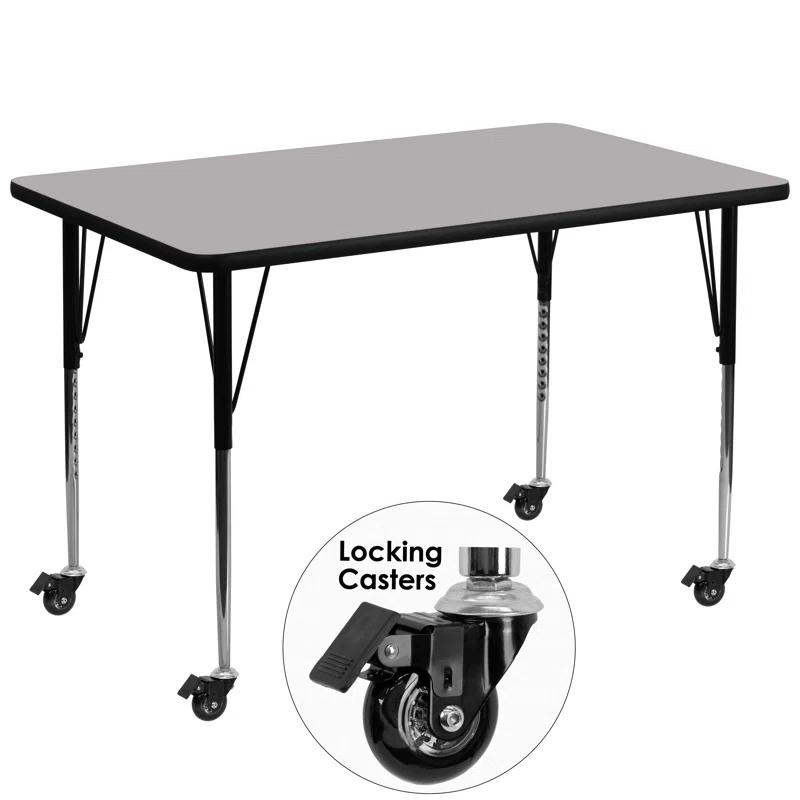 Flash Furniture Goddard Mobile 24''W x 48''L Rectangular HP Laminate Activity Table - Adjustable Legs