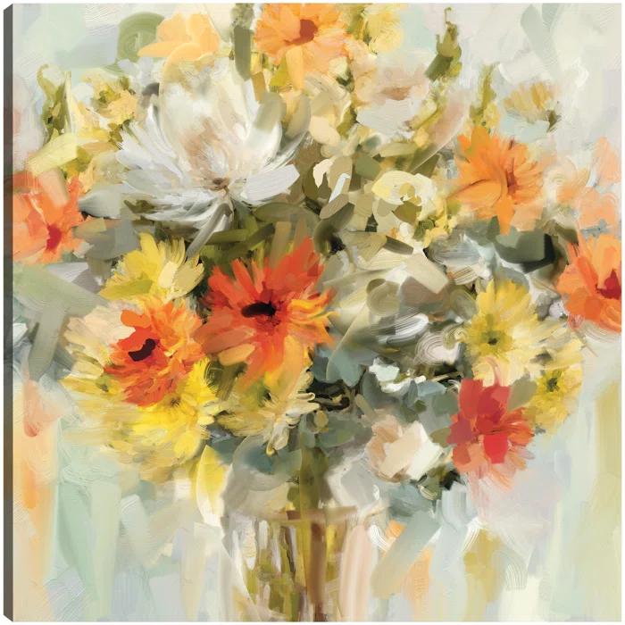 Red Barrel Studio® Mason Jar Flowers by Studio Arts Canvas Art Print