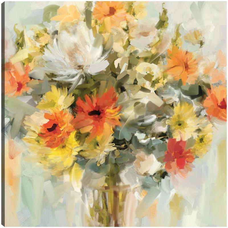 Red Barrel Studio® Mason Jar Flowers by Studio Arts Canvas Art Print