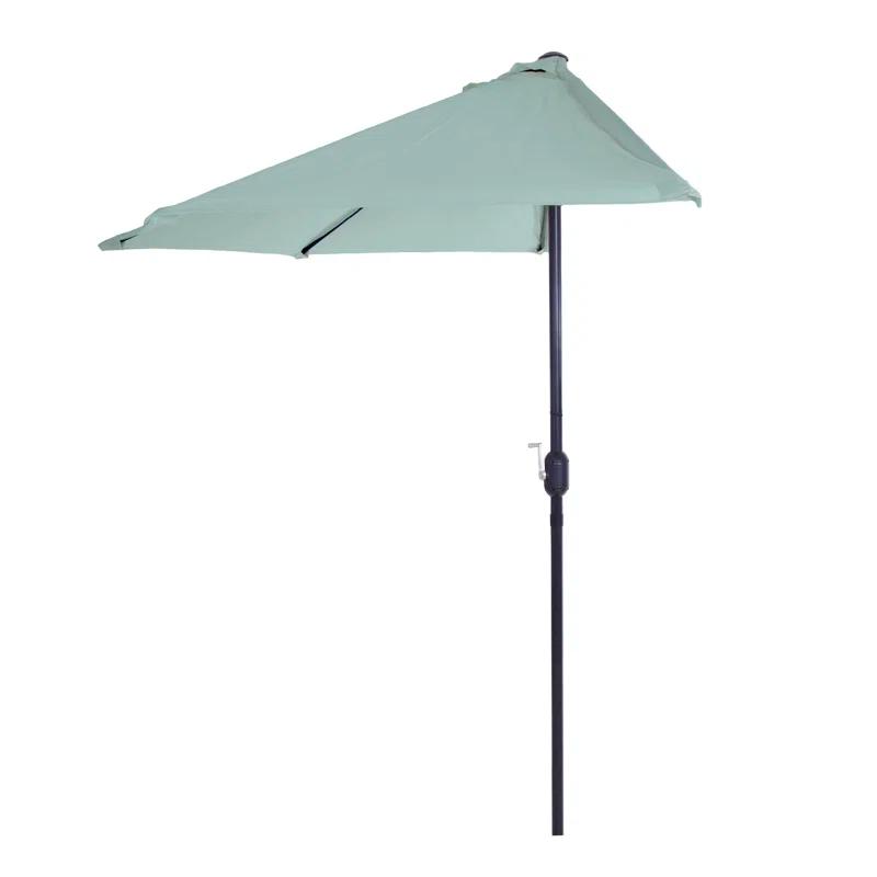 Pure Garden Summertime Umbrellas 3 Half Umbrella Outdoor Patio Shade - 9' Patio Umbrella with Easy Crank - Small Canopy for Balcony, Table, or Deck by Pure Garden