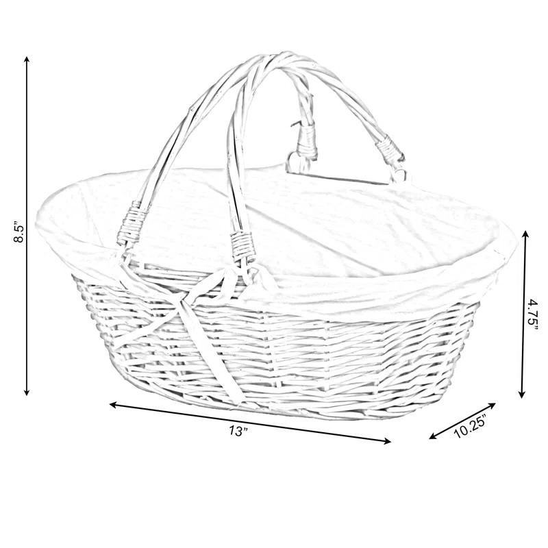 Quickway Imports Wicker Willow Picnic Basket with Double Drop - Down Handles