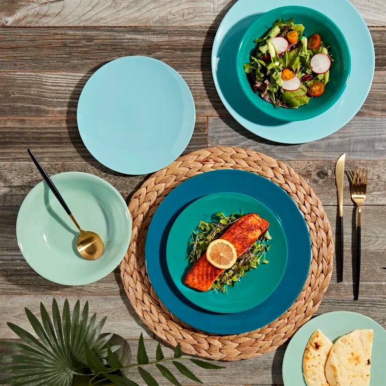 Tabletops Gallery Tabletops Gallery Peacock 12 Piece Melamine Dinnerware Set