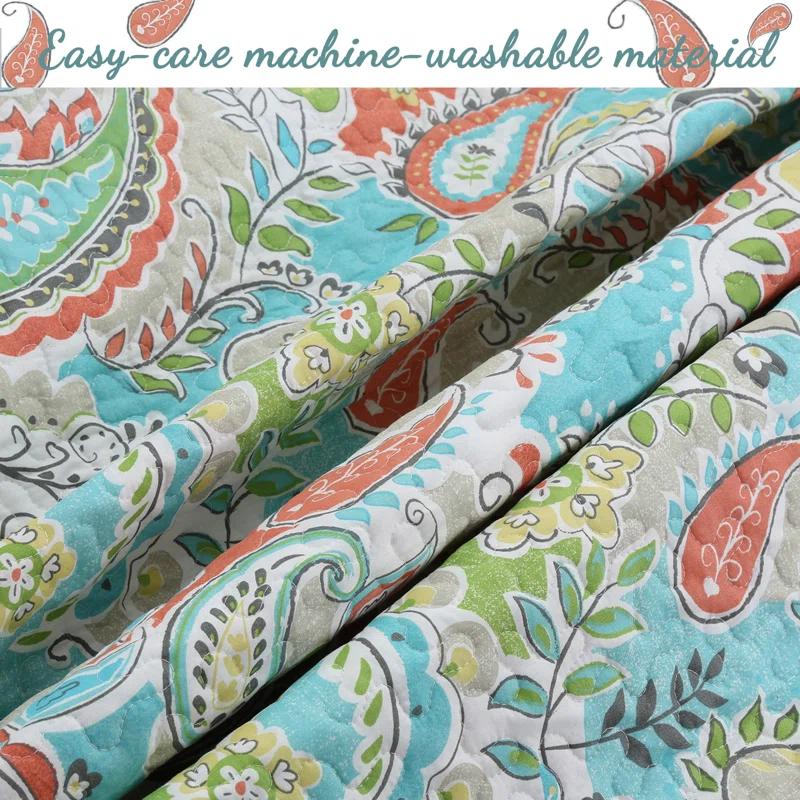 Cozy Line Home Fashion Candy Teal Paisley Quilt Set