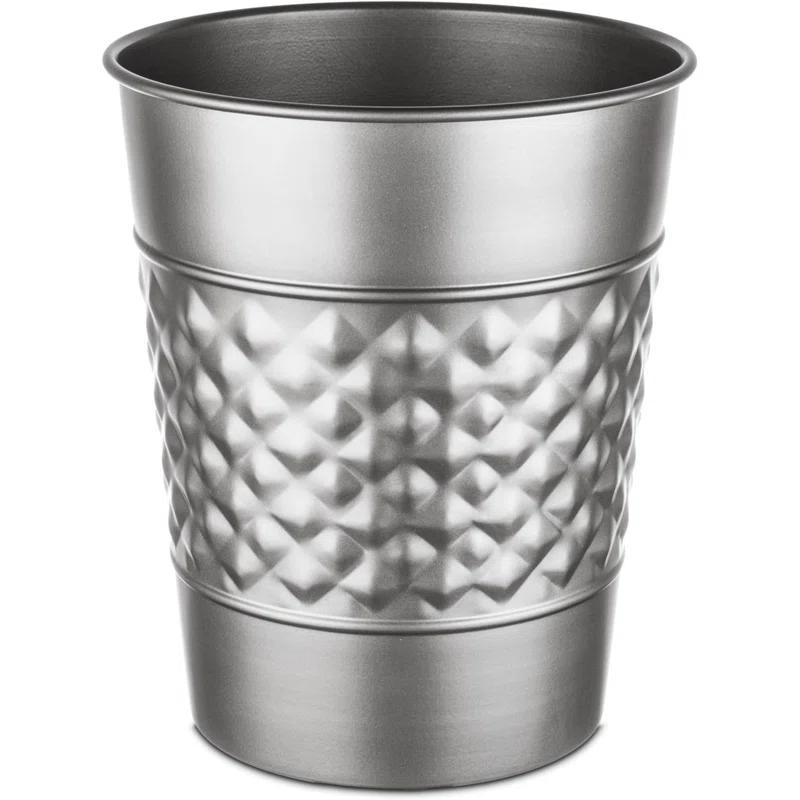 Monarch Abode Geometric Embossed Metal 1.7 Gallon Waste Basket