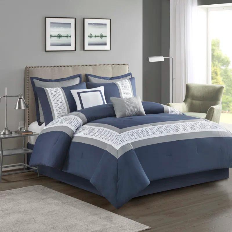 510 Design 8 Piece Embroidered Comforter Set