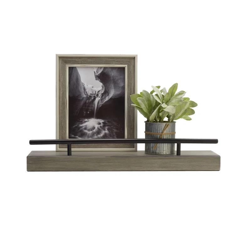 Melannco Floating Railing Shelf for Bedroom, Living Room, Bathroom, Kitchen, 24-Inch, Distressed Gray