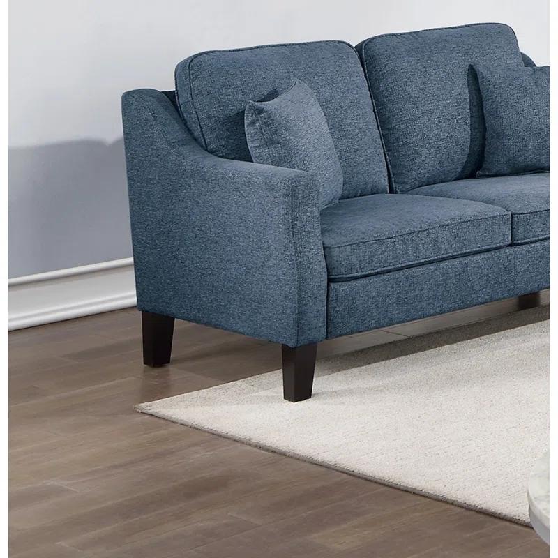 Navy Blue Chenille 2-Piece Sofa and Loveseat Set