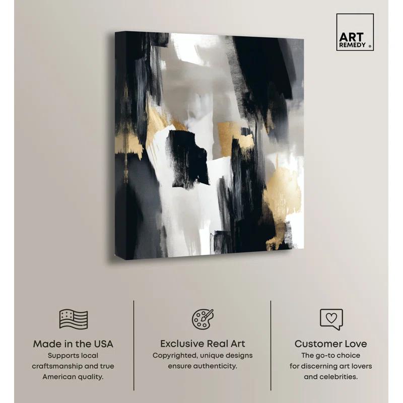Art Remedy Lost Between Canvas Modern Black And White Abstract Art by Art Remedy