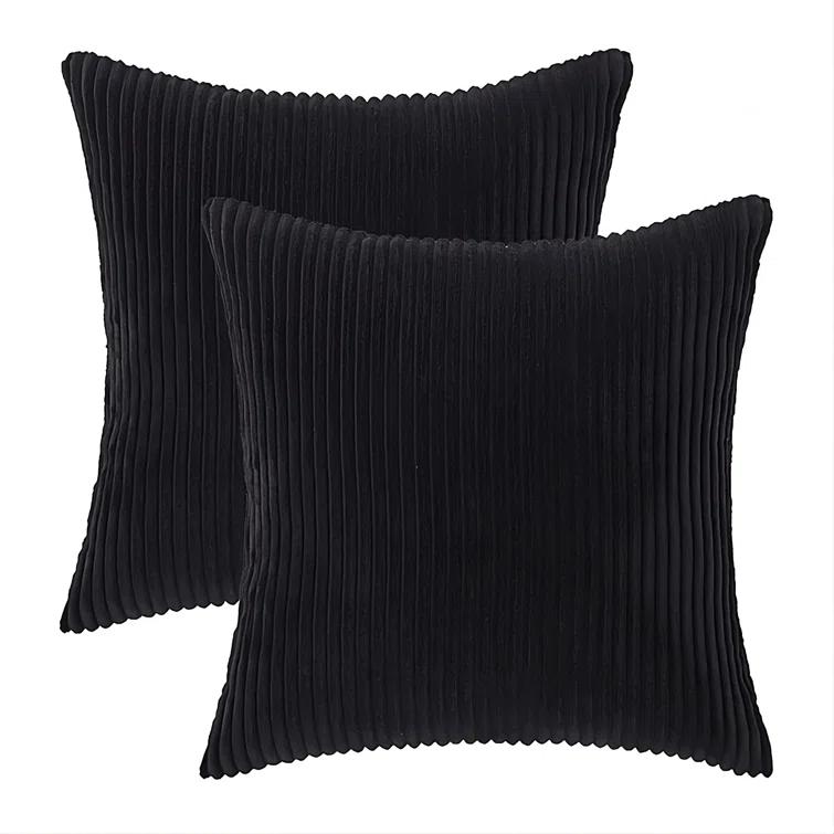 LALA & WONZ Corduroy Striped Throw Pillow Covers (Set of 2)