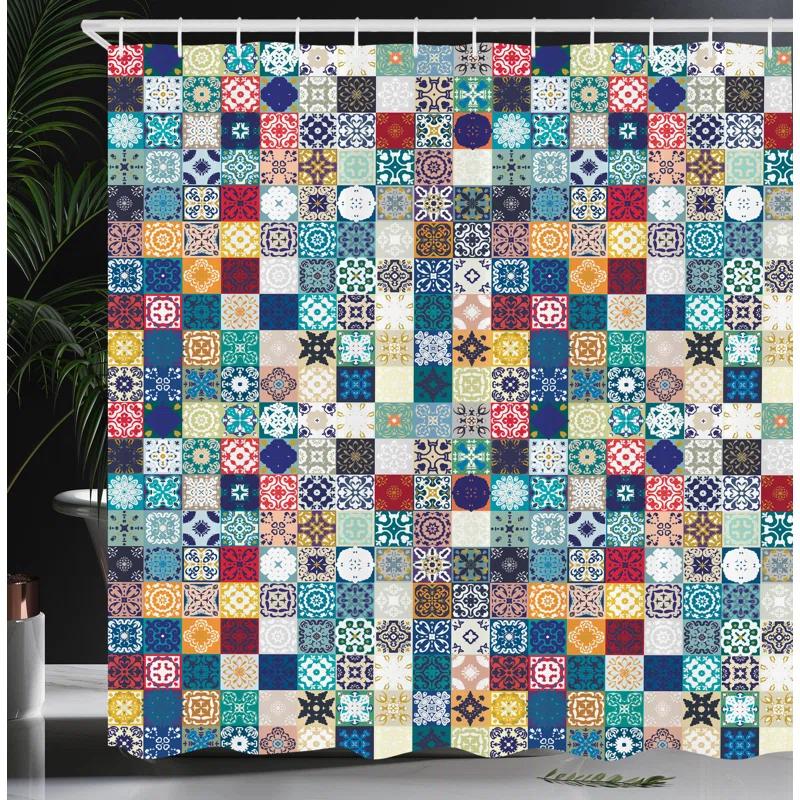 Ambesonne Patchwork Shower Curtain with Hooks Included