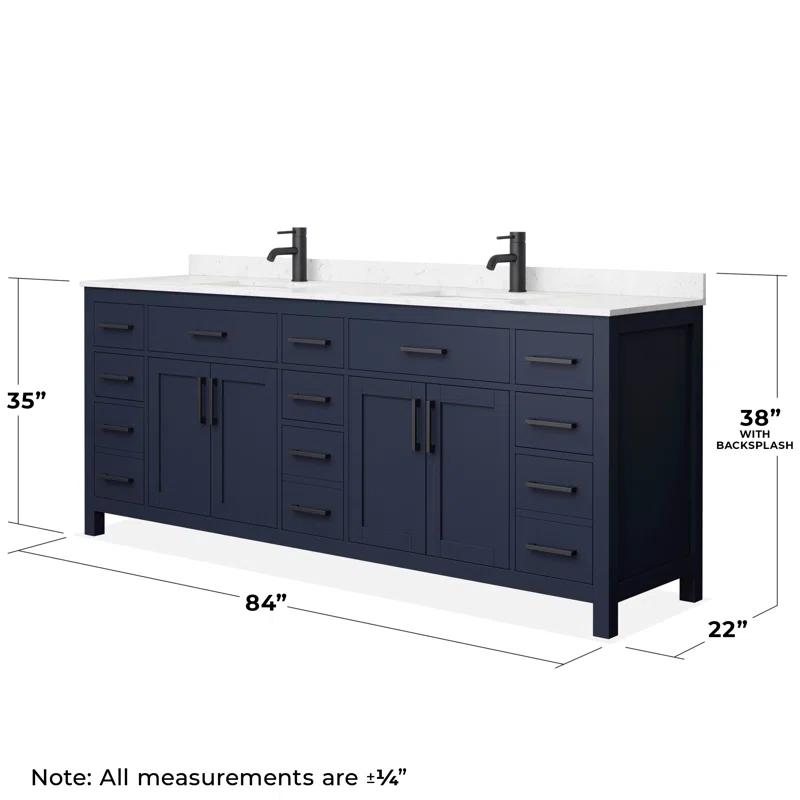 Wyndham Collection Beckett 84" Freestanding Double Bathroom Vanity with Cultured Marble Top