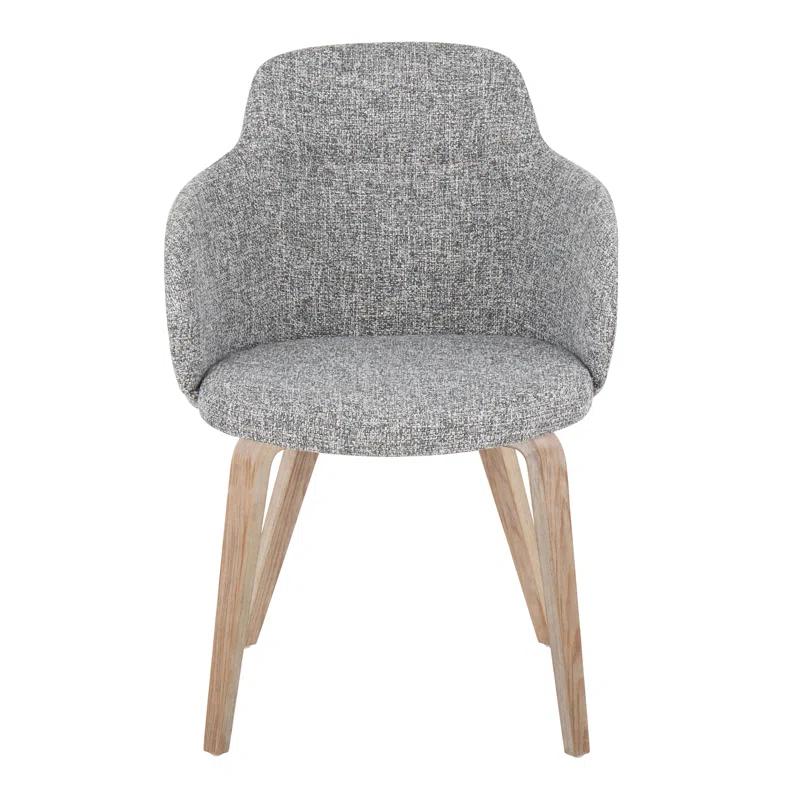Boyne Contemporary Dining/Accent Chair In Whitewashed Wood And Cream Noise Fabric - Set Of 2 (Set of 2)