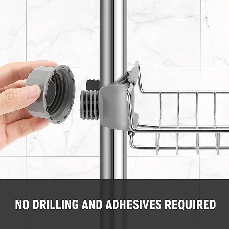 Rebrilliant Janay Tension Pole Stainless Steel Shower Caddy