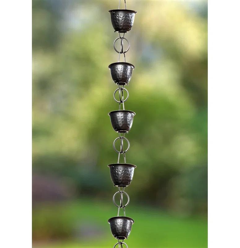 Monarch Rain Chains Aluminum Hammered Cup Rain Chain Replacement Downspout for Gutters