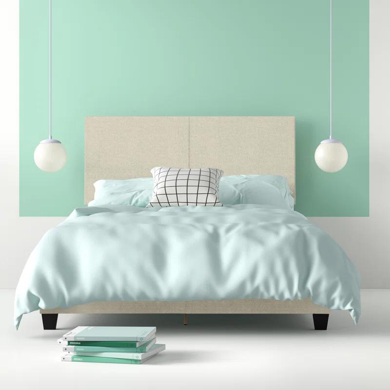 Boyd Sleep Boyd Sleep Milan Linen Fabric Upholstered Platform Bed Frame w/Adjustable Height Headboard, Strong Wood Slat Support, Box Spring/Foundation Required, Easy Effortless Assembly
