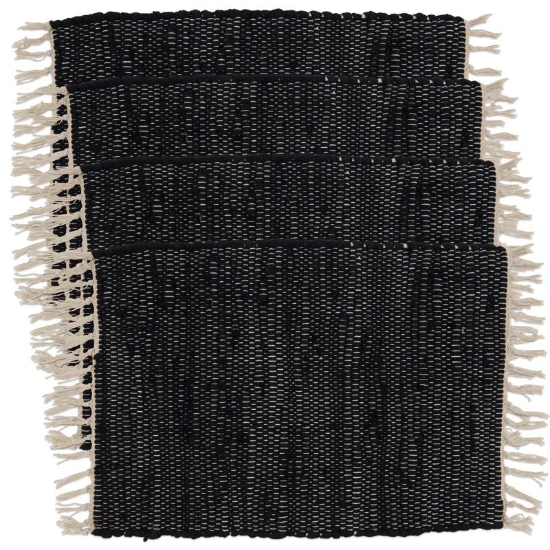 Saro Noir Chindi Collection Cotton Rectangle Placemat (Set of 4)