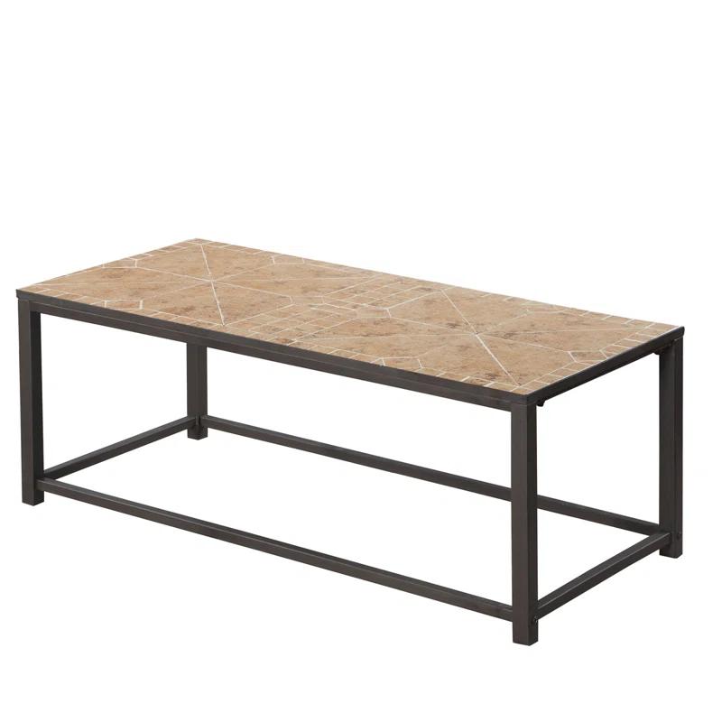 Wrought Studio™ Coffee Table, Accent, Cocktail, Rectangular, Living Room, 42" L, Metal, Tile