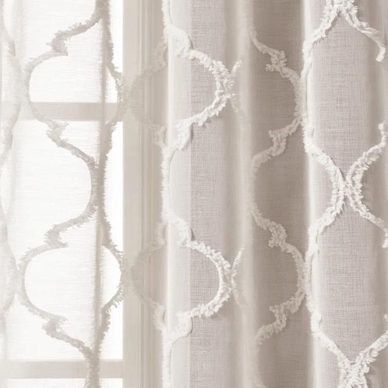 Lush Decor Avon Trellis Sheer Polyester Sheer Curtain Pair (Set of 2)