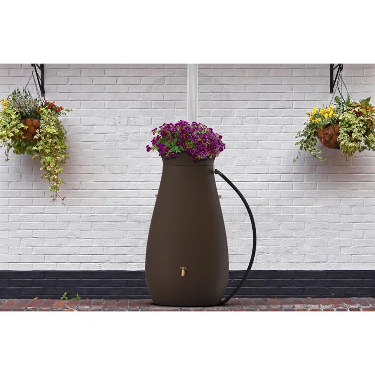 Algreen 65 Gallon Plastic Rain Barrel with Planter Top