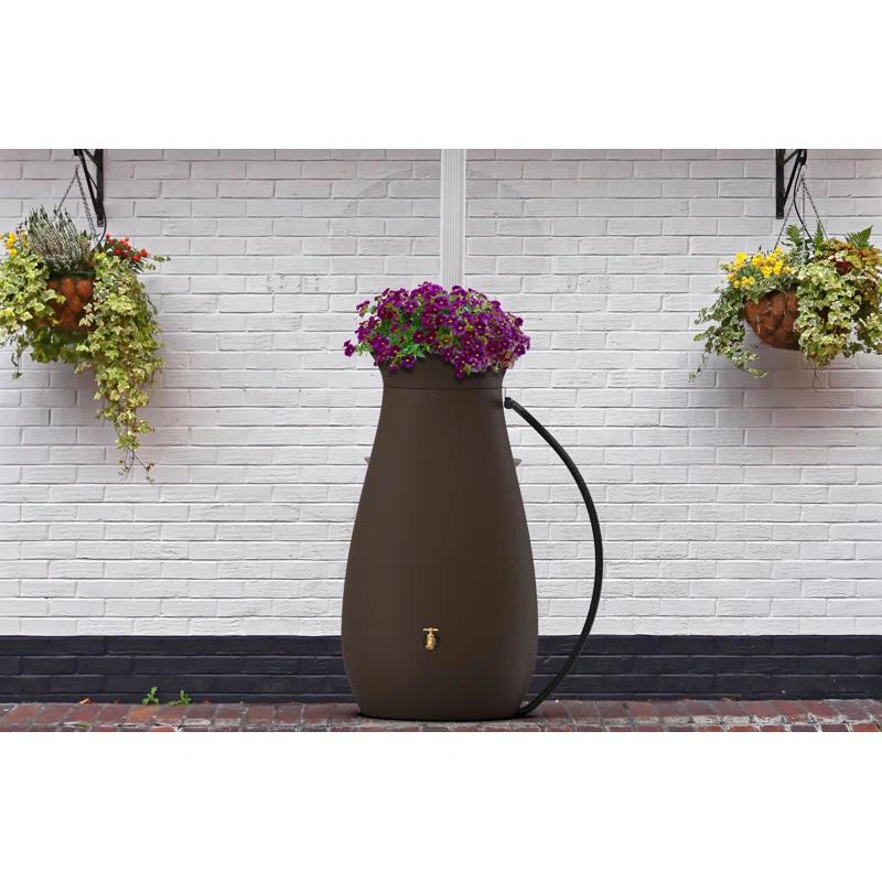 Algreen 65 Gallon Plastic Rain Barrel with Planter Top