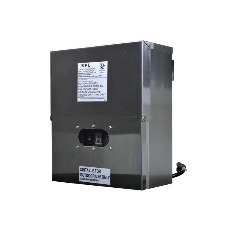 Best Pro Lighting 600W Multi Tap 12V - 15V Stainless Steel Low Voltage Landscape Light Transformer BPL600W-12VSS