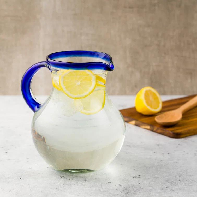 Ten Strawberry Street Rim Pitcher Handblown Mexican Glass