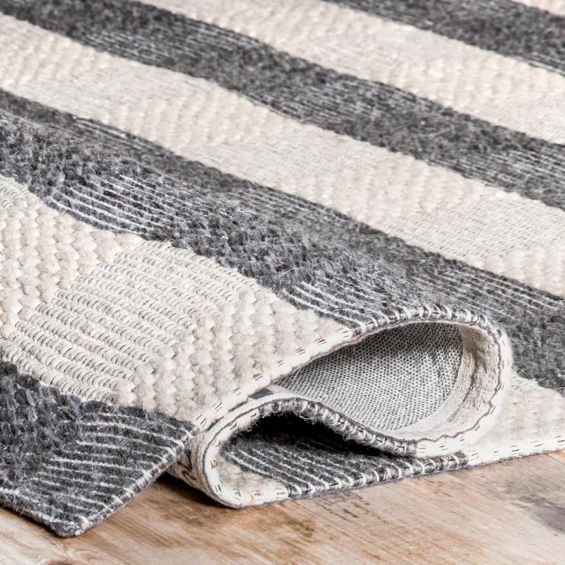 Sophie Striped Wool Gray Area Rug