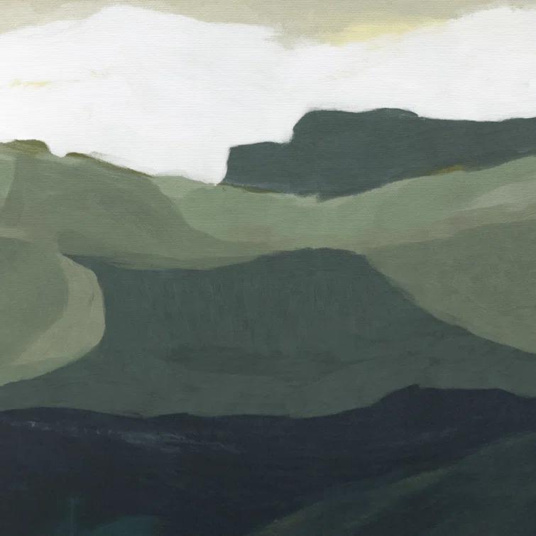 Surrey Green Landscape Print on Canvas with Walnut Frame