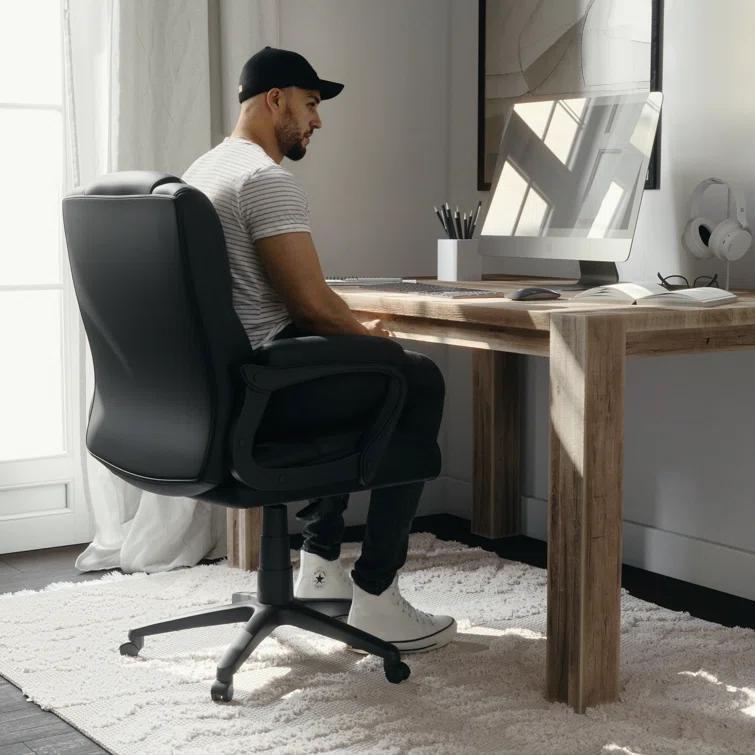 Flash Furniture Big & Tall LeatherSoft Ergonomic Office Chair with Padded Armrests