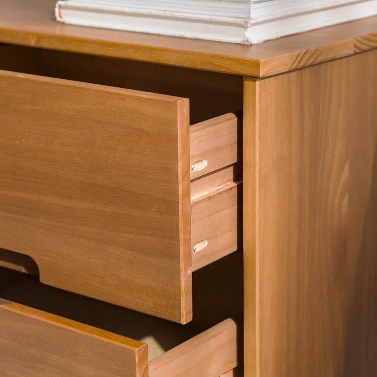 George Oliver Solid Wood Groove 2-Drawer Nightstand