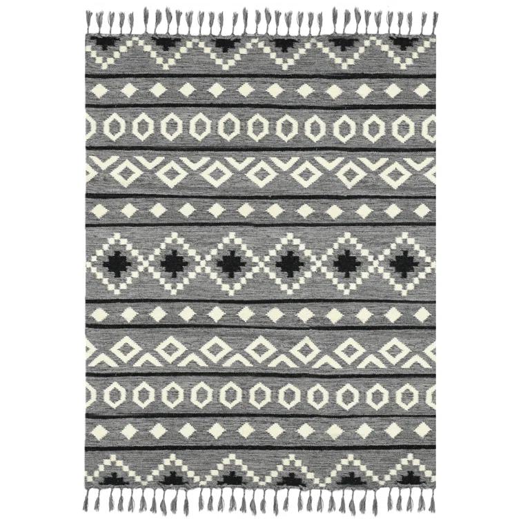 Union Rustic Oneil Moroccan Handmade Wool Gray Area Rug