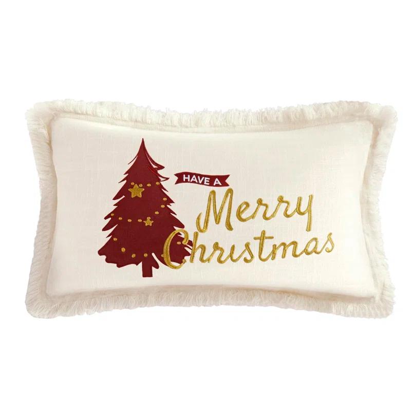 Christmas Pillow Covers 12X20 Set Of 2 - Xmas Decorative Farmhouse Linen Throw Pillow Cases Holiday Sofa Couch Cushion Covers Merry Christmas