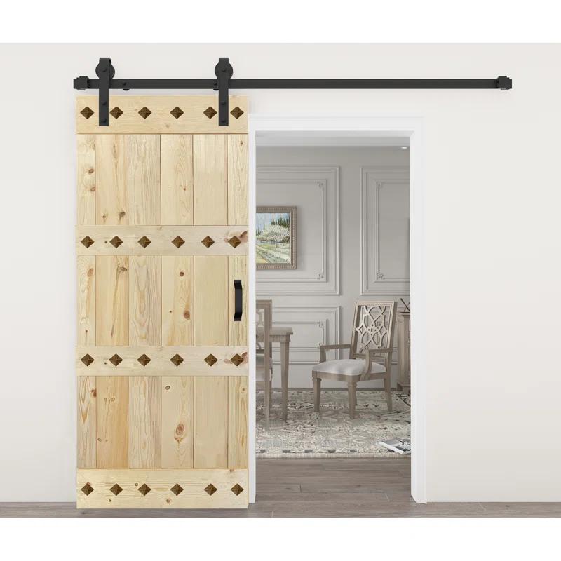 IsLife 84'' Solid Wood Paneled Matte with Installation Hardware Kit Barn Door