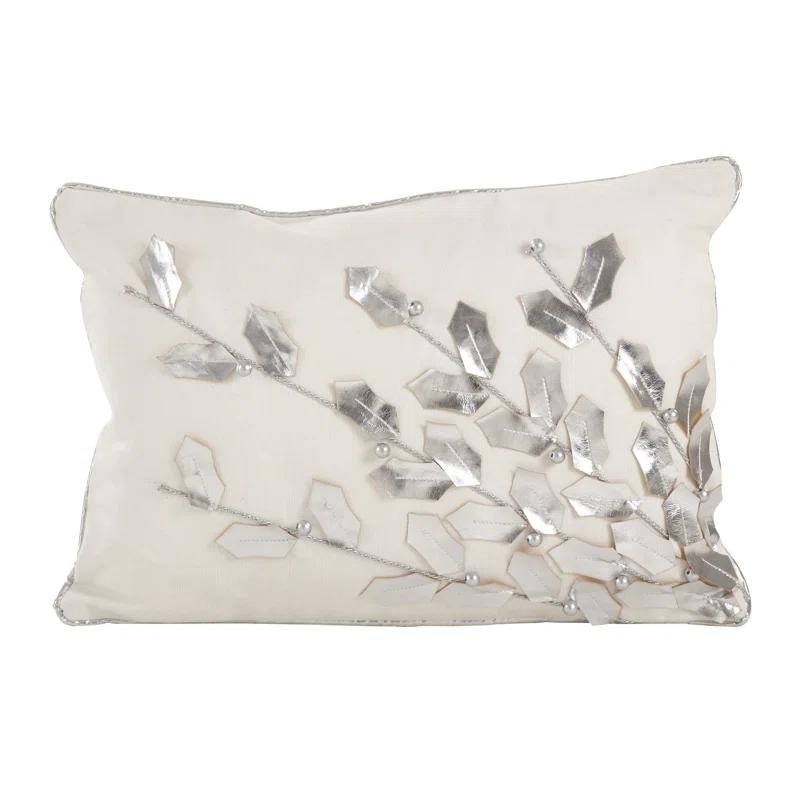 Saro Poinsettia Pillow Collection Floral Cotton Throw Pillow