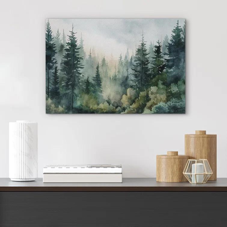 IDEA4WALL Woodland Forest Landscape " Green Pine Tree Forest "