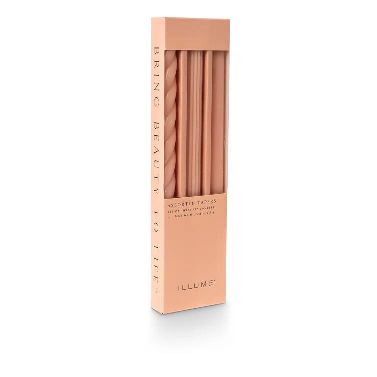 ILLUME Beautifully Done Unscented Assorted Candle Tapers 3-Pack