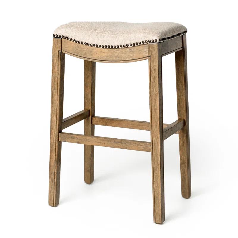 Maven Lane Maven Lane Adrien Backless Saddle Kitchen Stool with Fabric Upholstery