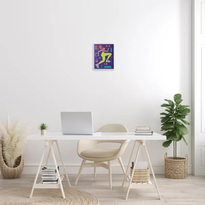 Stupell Industries Woman with Fitness Weights Framed Giclee Art by Victoria Barnes
