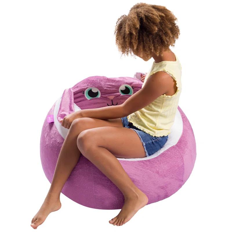 Posh Creations Animal Bean Bag Chair Structured Comfy, Cozy and Soft Filled Kid Bean Bag Lounger Seat for Gaming, Reading and Watching TV, for Children, Multiple Faux Fur Animal Chair Designs