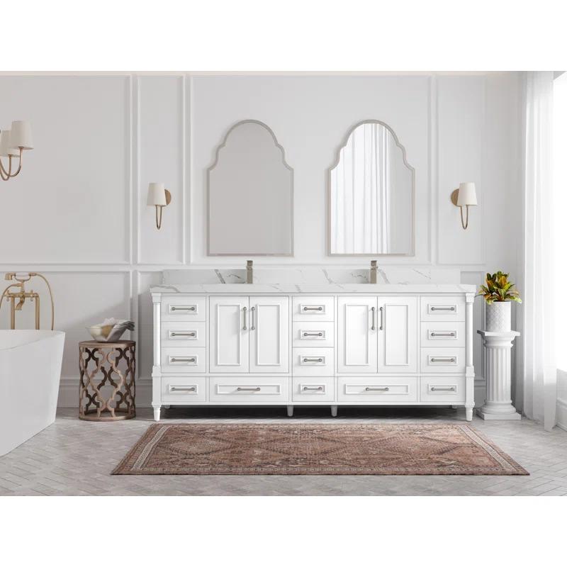 Willow Collections Aberdeen 84'' Double Bathroom Vanity with Quartz Top