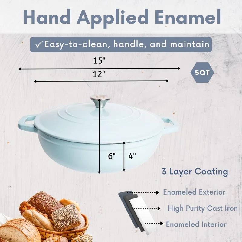 Lexi Home Lexi Home 5 qt. Enameled Cast Iron Round Braiser