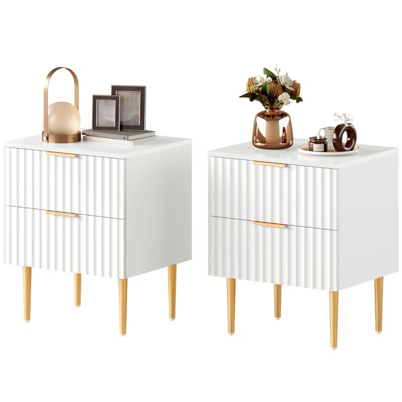 Mercer41 Rishaw Fluted Nightstand With 2 Drawers (Set of 2)
