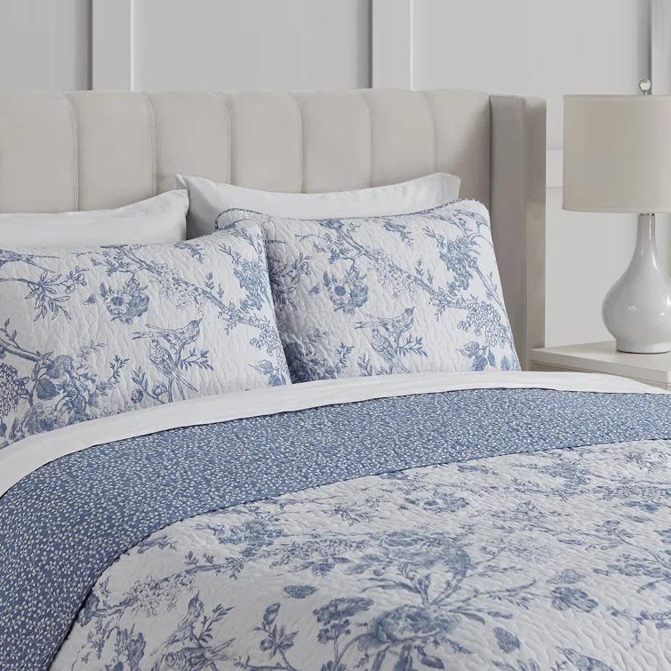Cedar Court CEDAR COURT Chantilly Toile All-Season Reversible Cotton Quilt Set