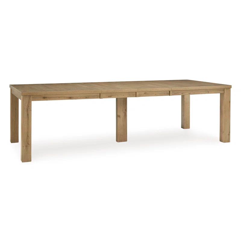 Rustic Oak Extendable Rectangular Dining Table for Ten