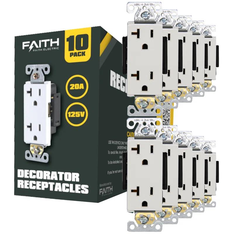 Faith SSRE4-WH-10 20 Tamper Resistant Decorator Outlet