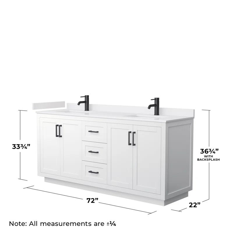 Wyndham Collection Miranda 72" Freestanding Double Bathroom Vanity with Cultured Marble Top