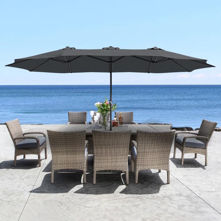 clihome 15 Ft Patio Market Umbrella with Base