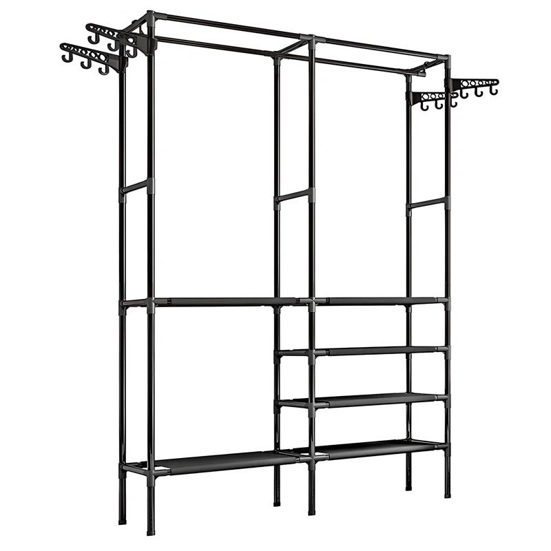 Rebrilliant 4-Tier Garment Rack,Clothes Rack with Extended Hanger,Freestanding Wardrobe Closet Clothing Rack